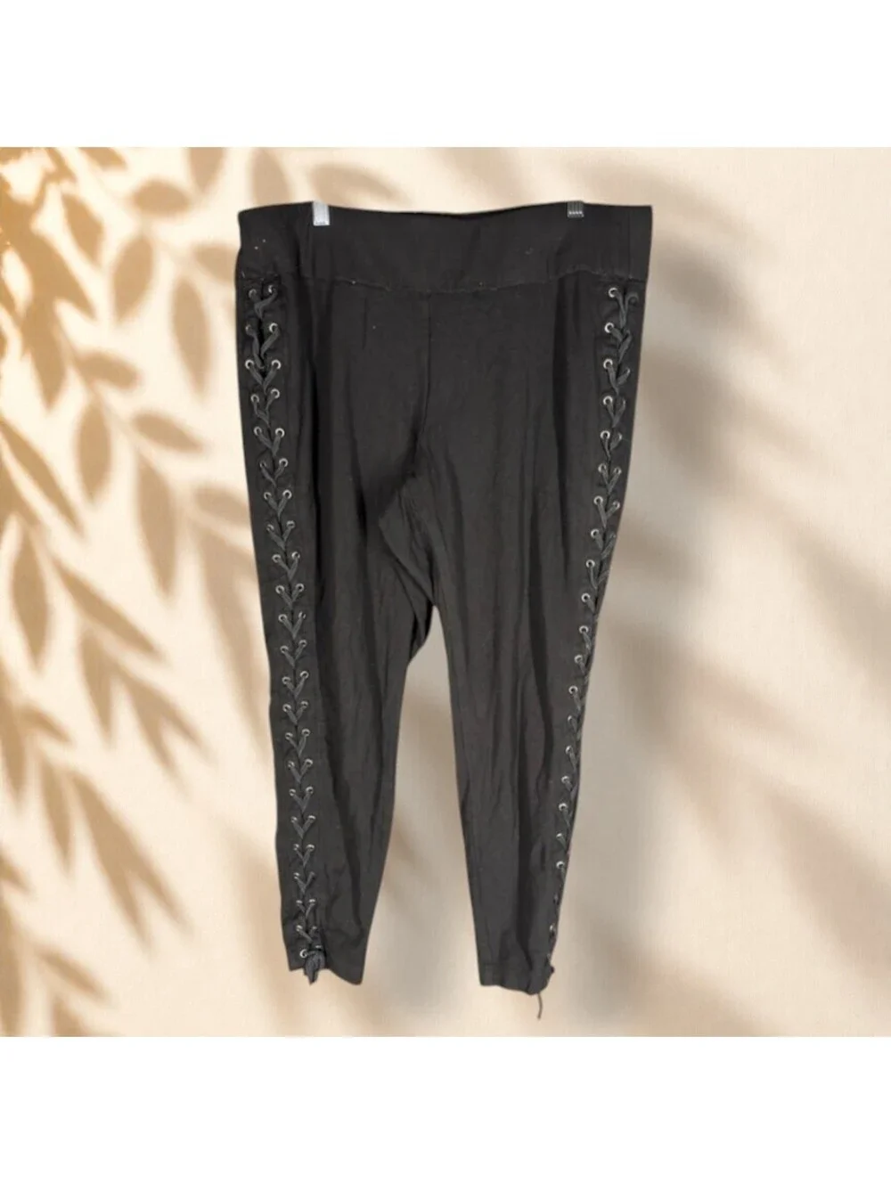Lane Bryant Pants Women 20 Plus Black High Rise Tasseled Pull On Skinny Rayon
